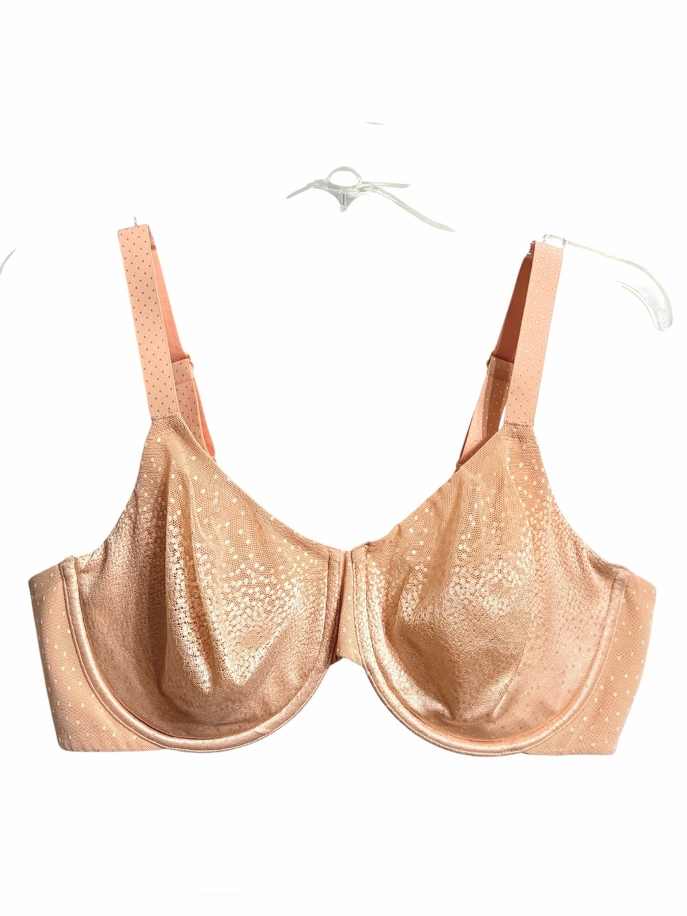 Wacoal Back Appeal Underwire Bra Womens 40D Peach Lightly Lined Lace Breathable